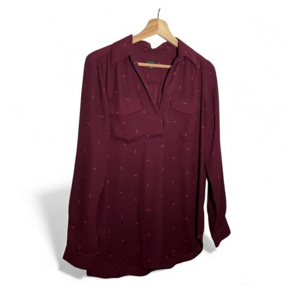 Ann Taylor burgundy long sleeve blouse in perfect condition, - Picture 3 of 7